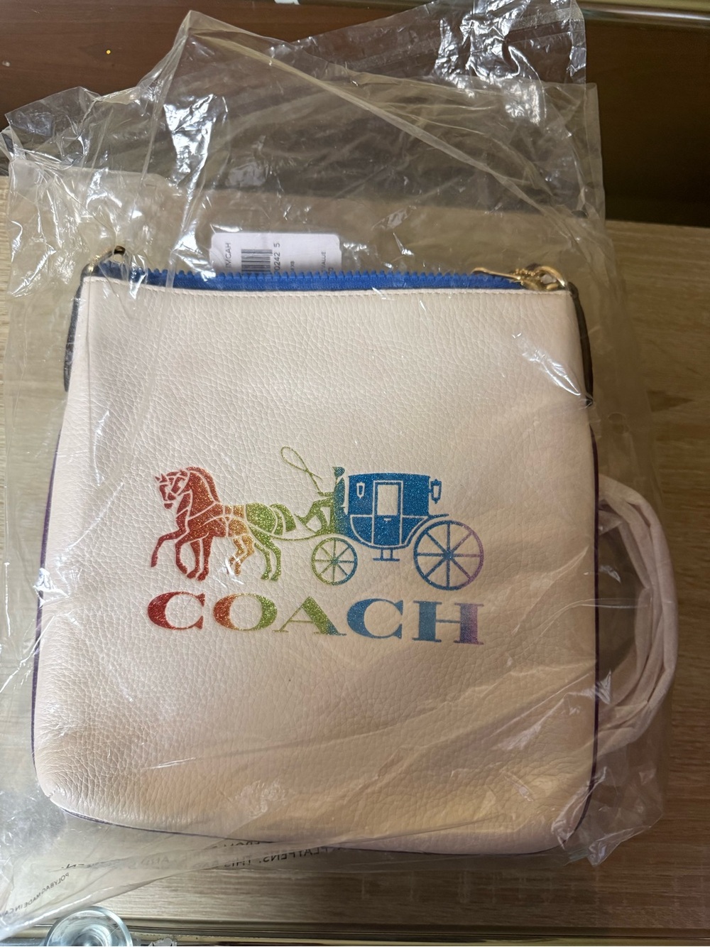 Coach Pride White Crossbody with Rainbow Logo Print